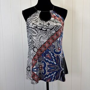 In Bloom Women Boho Halter Tank Top Size M Psychedelic Stretchy Summer Beach